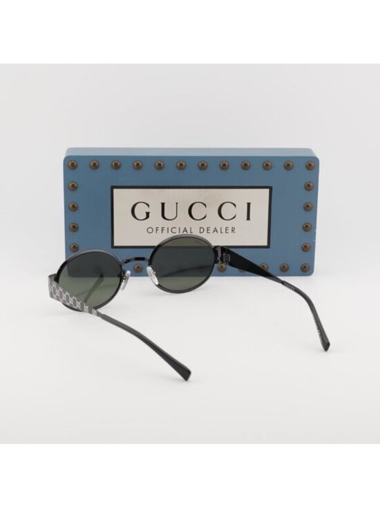 Gucci GG1854S 001 Oval Sunglasses – Ruthenium/Grey
